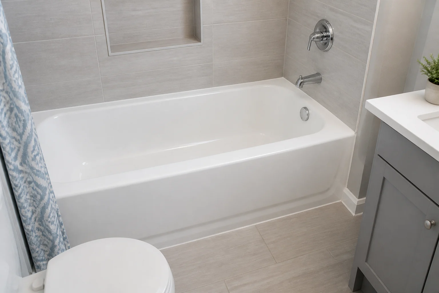 Freshly refinished white bathtub